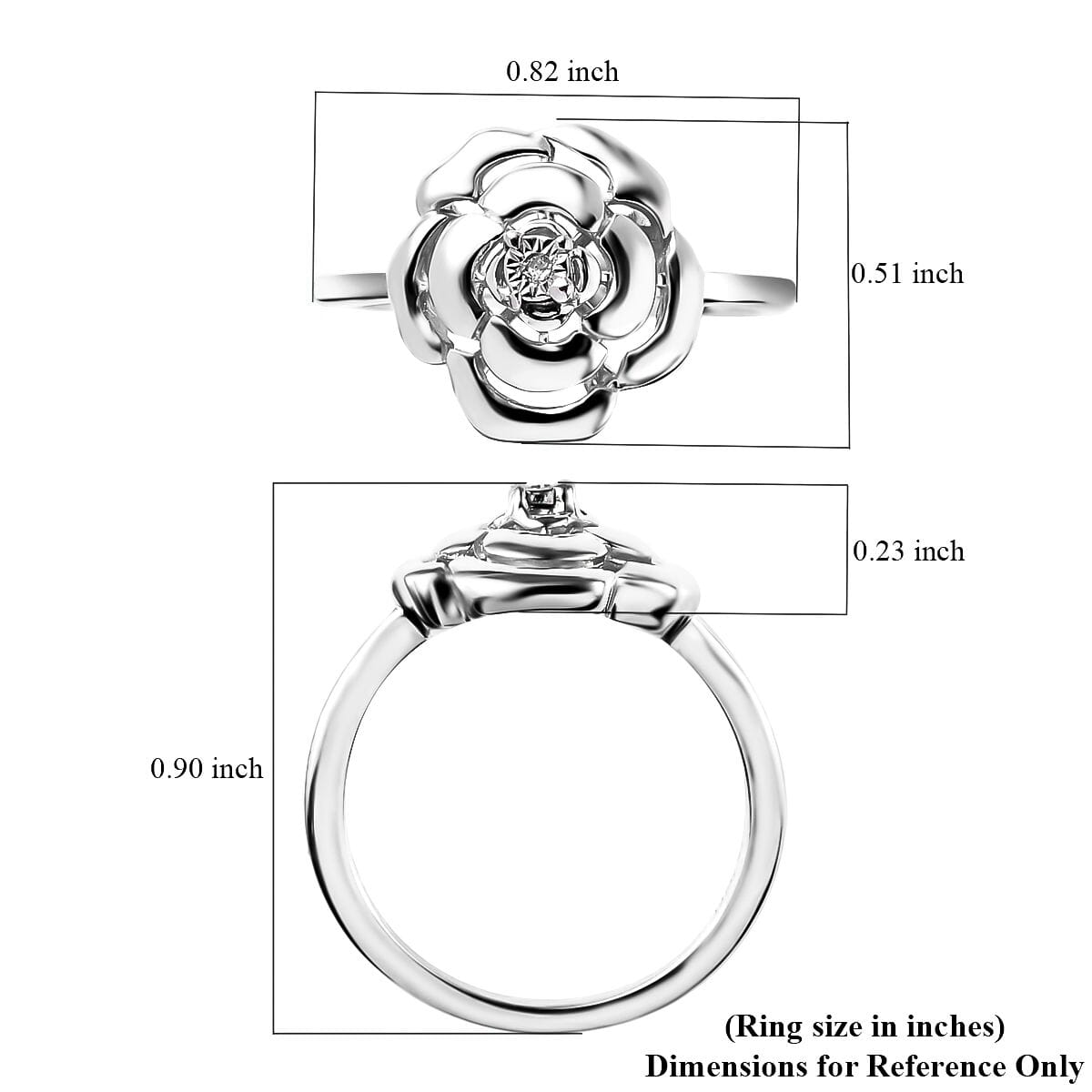 White Diamond Accent Flower Ring in Sterling Silver (Size 7.0) image number 5