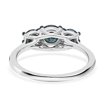 Luxoro 10K White Gold Venice Blue Diamond I1-I2 Trilogy Ring (Size 11.0) 1.00 ctw
