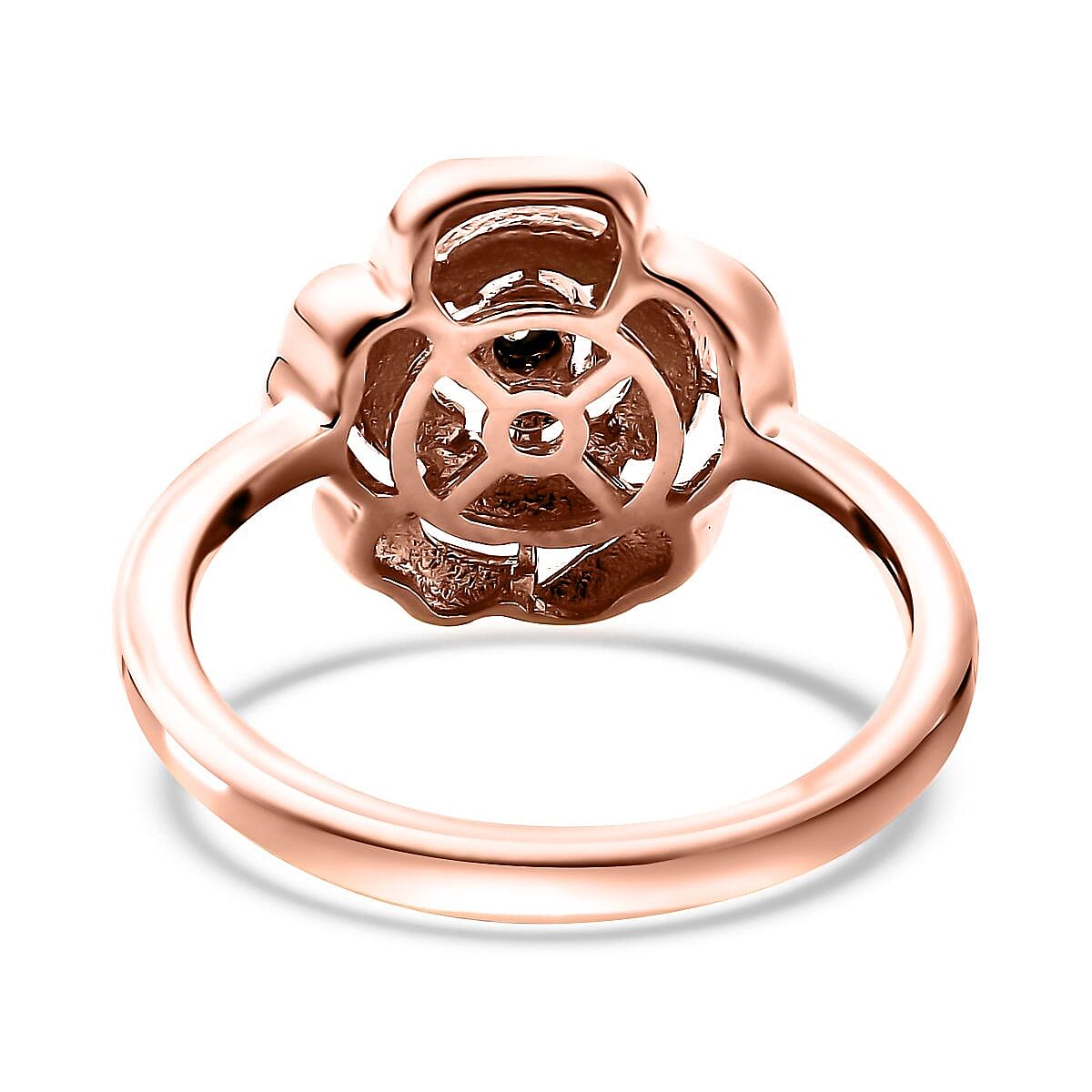 D'Joy White Diamond Accent Rose Flower Ring in 14K Rose Gold Over Sterling Silver (Size 6.0) image number 4