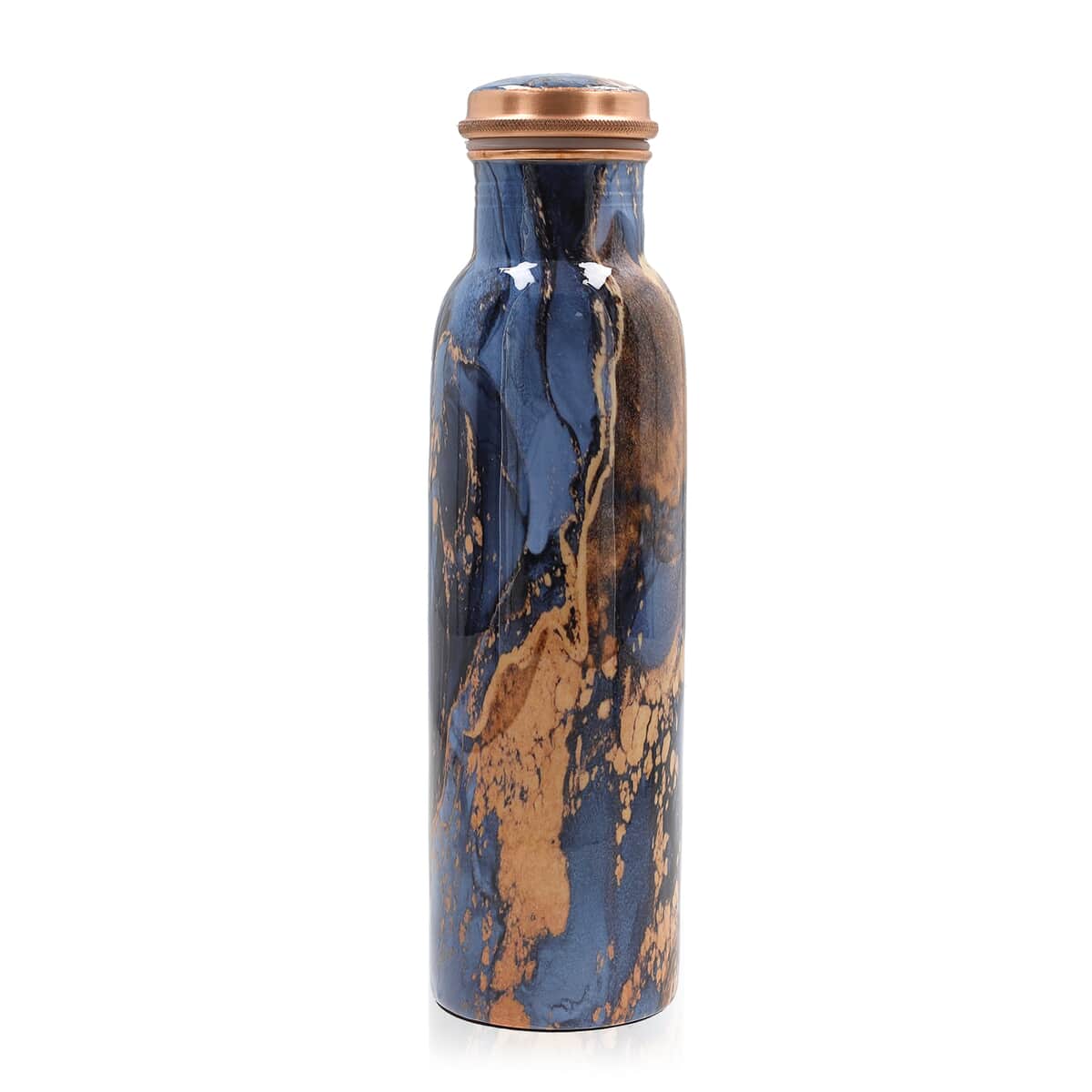 Homesmart Multi Color Geometric Print Copper Bottle (32 Oz) with Shungite Infuser and Beaded Stretch Bracelet image number 2