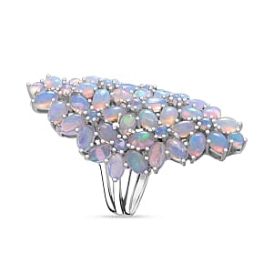 Ethiopian Welo Opal 6.35 ctw Ring in Rhodium Over Sterling Silver (Size 11.5)