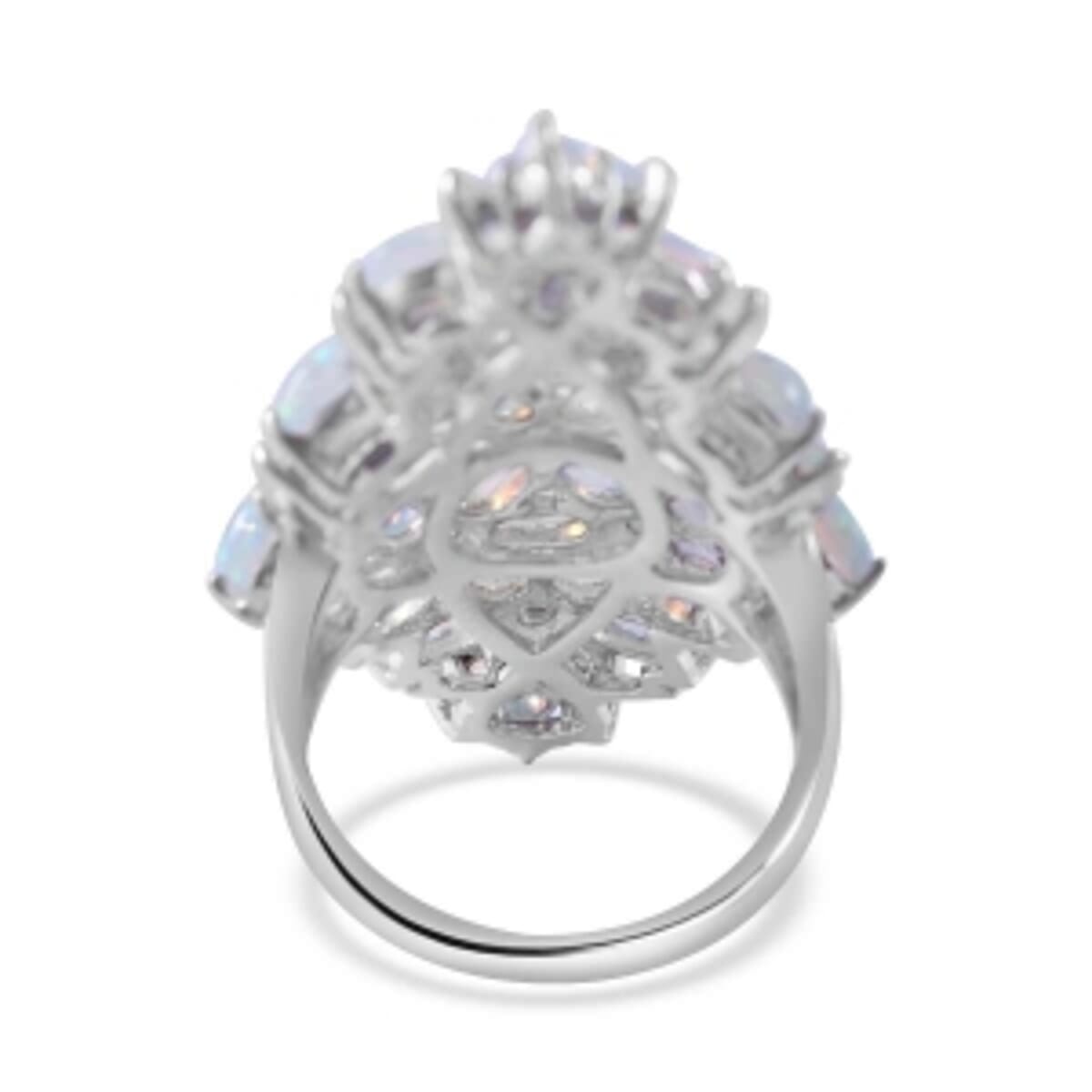 Ethiopian Welo Opal 6.35 ctw Ring in Rhodium Over Sterling Silver (Size 11.5) image number 3