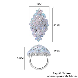 Ethiopian Welo Opal 6.35 ctw Ring in Rhodium Over Sterling Silver (Size 11.5)