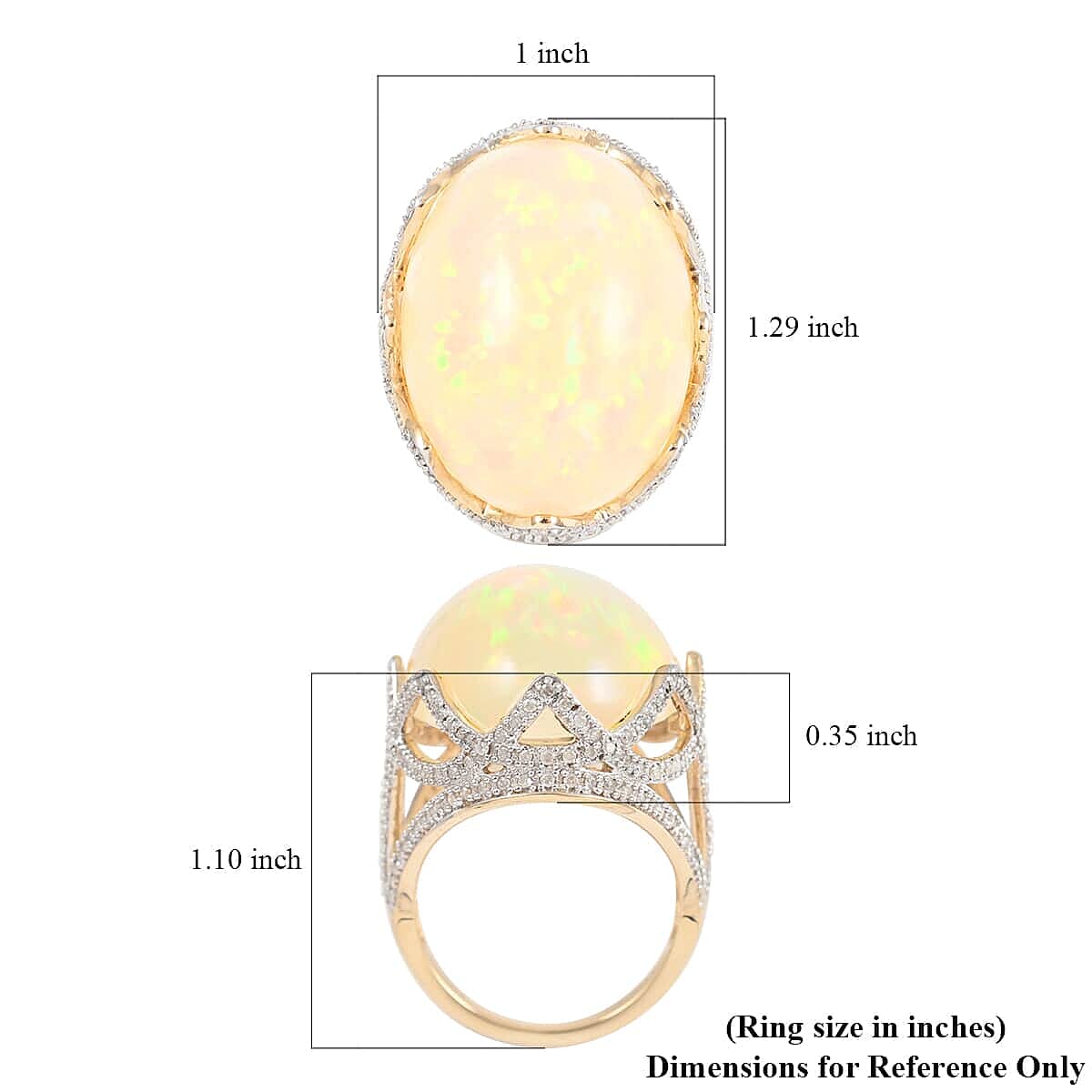 Luxoro 10K Yellow Gold Ethiopian Welo Opal and G-H I3 Diamond Ring (Size 10.0) 7.40 Grams 28.35 ctw
