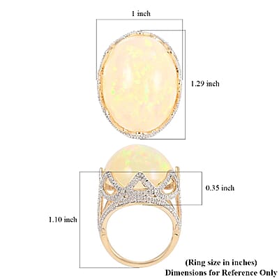 Luxoro 10K Yellow Gold Ethiopian Welo Opal and G-H I3 Diamond Ring (Size 10.0) 7.40 Grams 28.35 ctw