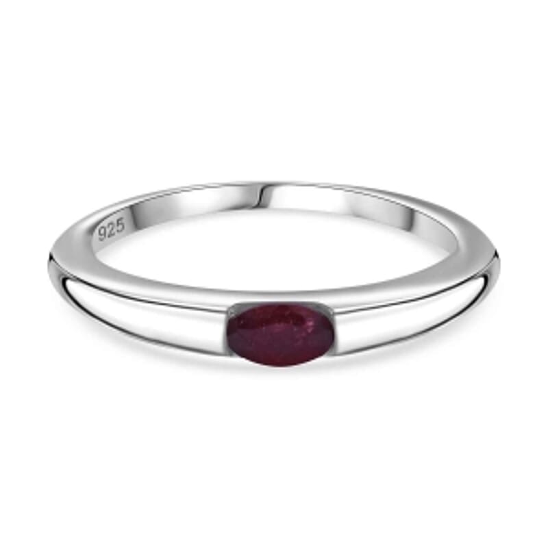 African Ruby 0.34 ctw Ring in Rhodium Over Sterling Silver (Size 10)
