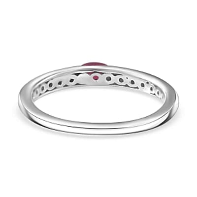 African Ruby 0.34 ctw Ring in Rhodium Over Sterling Silver (Size 10)