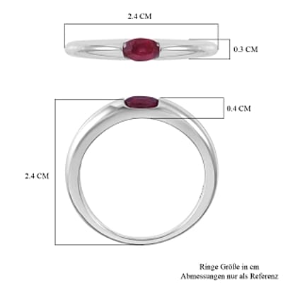 African Ruby 0.34 ctw Ring in Rhodium Over Sterling Silver (Size 10)