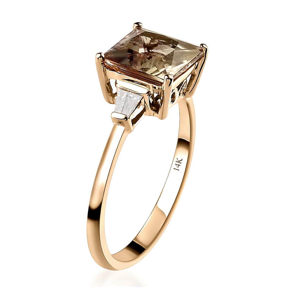Luxoro 14K Yellow Gold AAA Turkizite and G-H I3 Diamond Ring (Size 5.0) 3.00 ctw image number 3