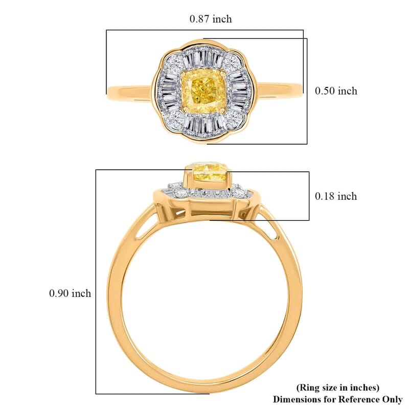 SGL Certified Luxoro 14K Yellow Gold I1-I2 Natural Yellow and White Diamond Ring (Size 10.5) 1.00 ctw