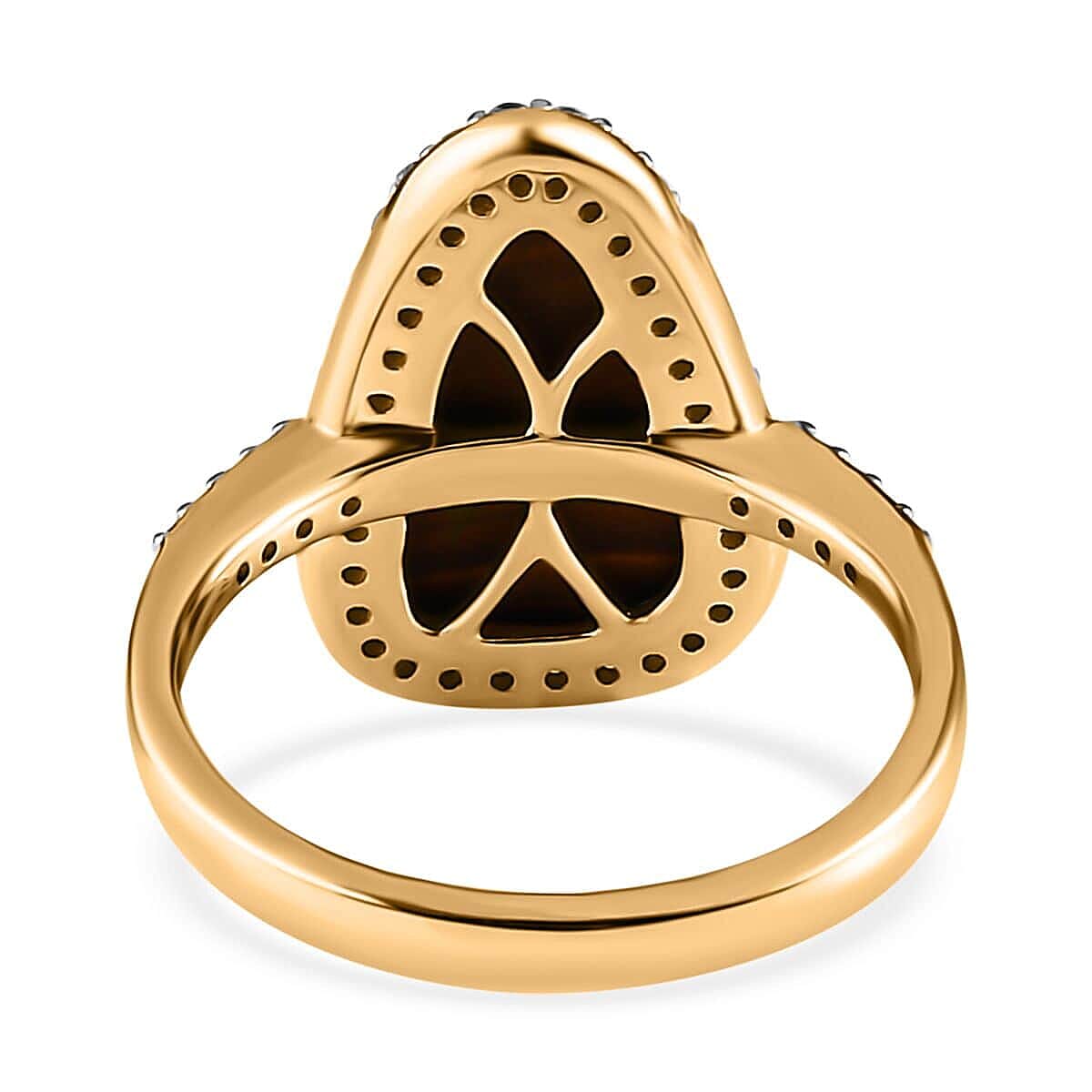 Luxoro 14K Yellow Gold Premium Boulder Opal Doublet and G-H I2 Diamond Halo Ring (Size 7.5) 3.60 ctw image number 5