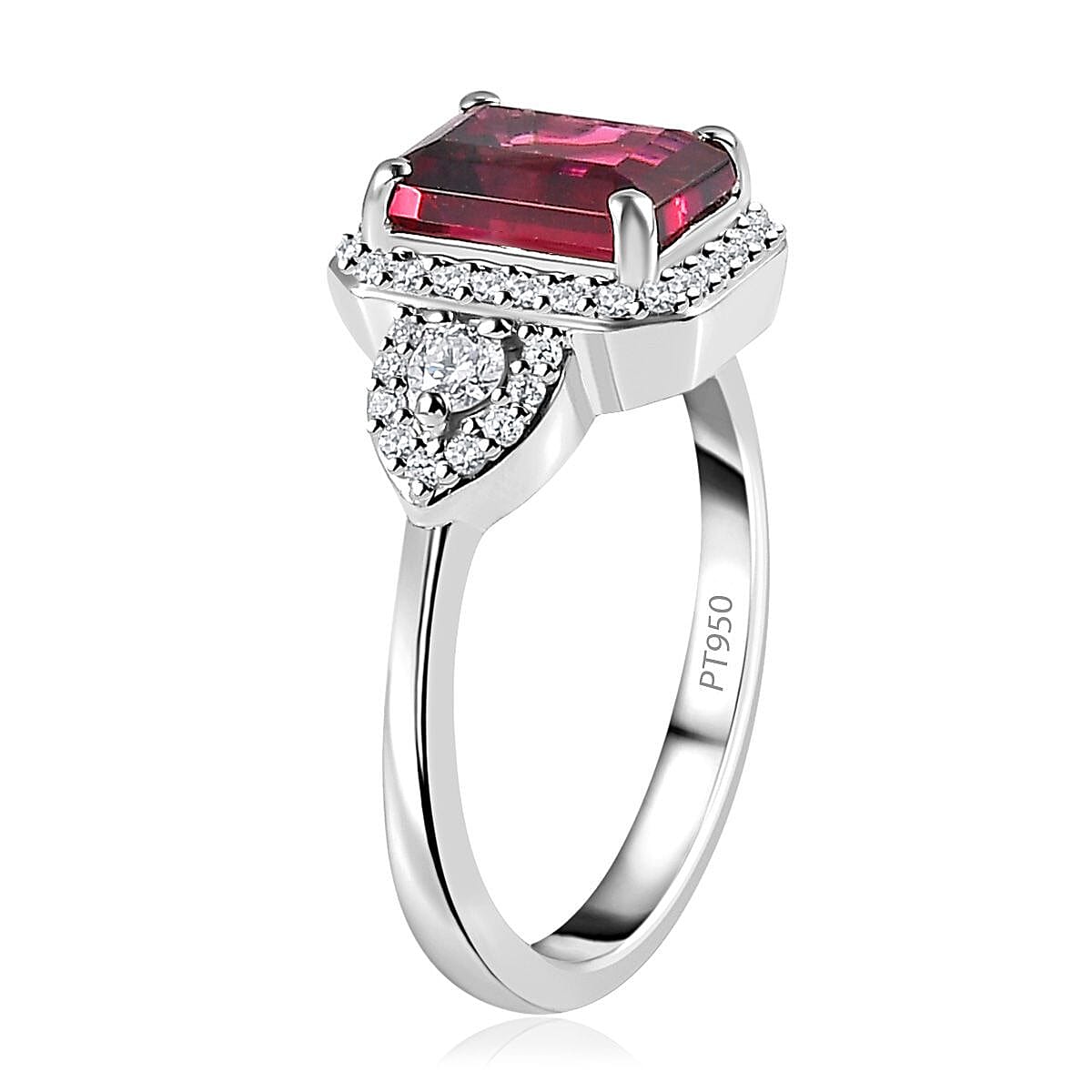 Rhapsody 950 Platinum AAAA Ouro Fino Rubellite and E-F VS2 Diamond Ring (Size 5.0) 6.30 Grams 2.65 ctw image number 3