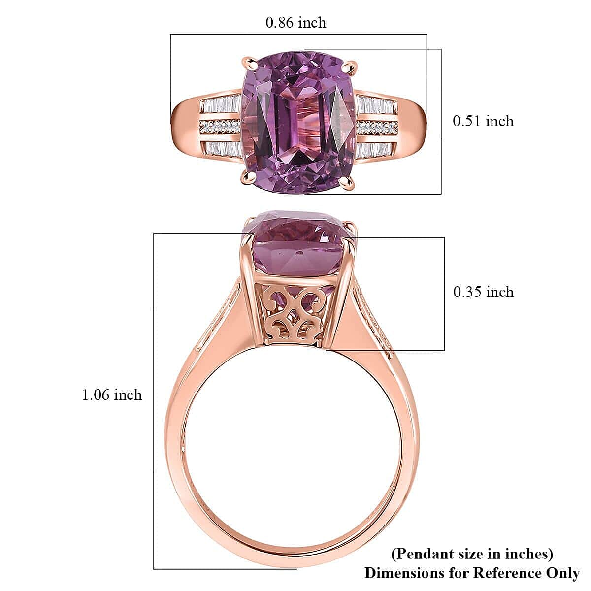 Iliana AAA Patroke Kunzite and SI Natural Pink and White Diamond 7.25 ctw Ring in 18K Rose Gold (Size 10.0) image number 5