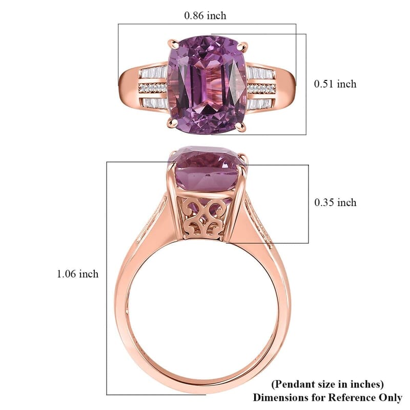 Iliana 18K Rose Gold AAA Patroke Kunzite and SI Natural Pink and White Diamond Ring (Size 5.0) 7.25 ctw