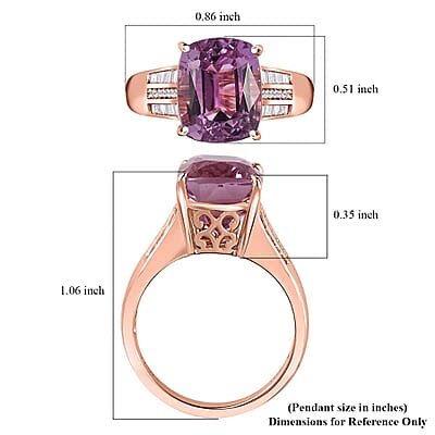 Iliana 18K Rose Gold AAA Patroke Kunzite and SI Natural Pink and White Diamond Ring (Size 5.5) 7.25 ctw