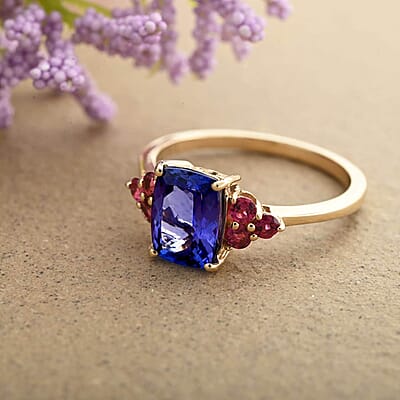 Luxoro 10K Yellow Gold AAA Tanzanite and Ouro Fino Rubellite Ring (Size 7.0) 2.40 ctw