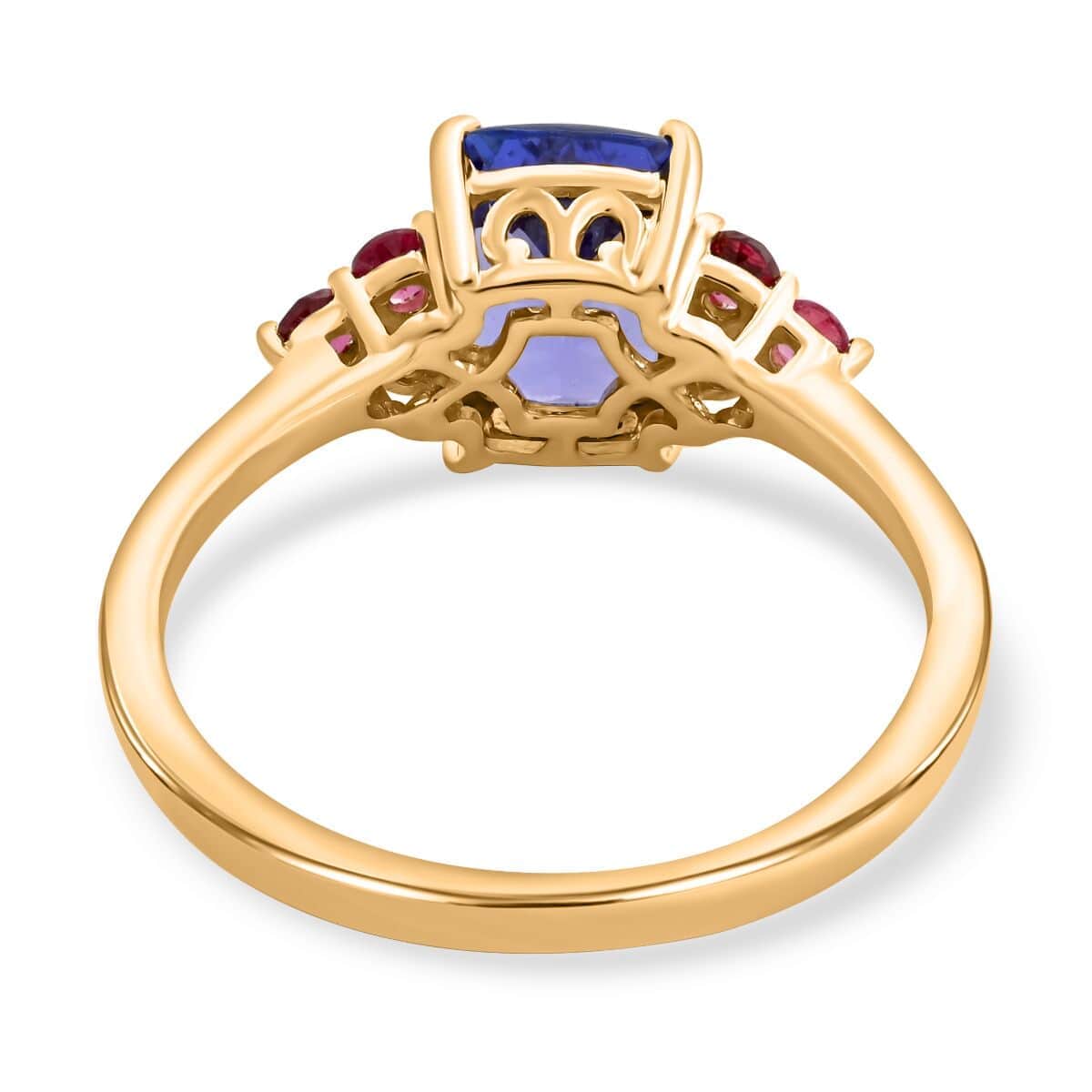 Luxoro 10K Yellow Gold AAA Tanzanite and Ouro Fino Rubellite Ring (Size 7.0) 2.40 ctw image number 4