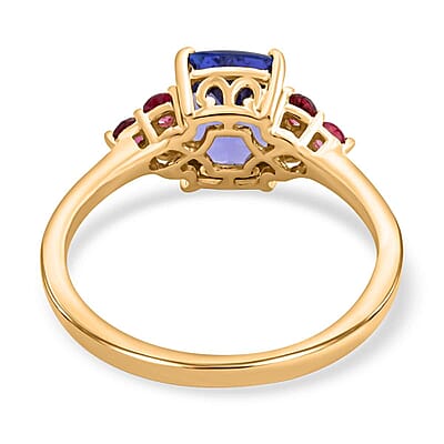 Luxoro 10K Yellow Gold AAA Tanzanite and Ouro Fino Rubellite Ring (Size 7.0) 2.40 ctw