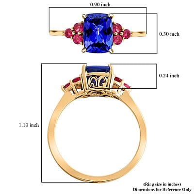 Luxoro 10K Yellow Gold AAA Tanzanite and Ouro Fino Rubellite Ring (Size 7.0) 2.40 ctw
