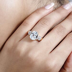 Luxoro 10K Yellow Gold Premium Mangoro Aquamarine and G-H I2 Diamond Ring (Size 5.0) 4.30 Grams 3.30 ctw