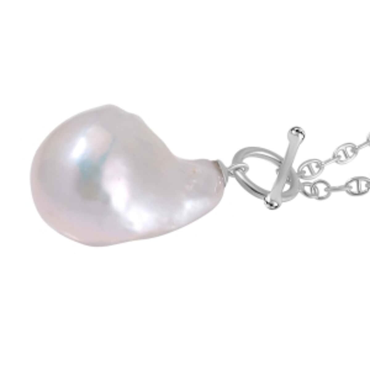 White Baroque Pearl 39.00 ctw Necklace in Rhodium Over Sterling Silver 20 Inches image number 2