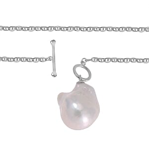 White Baroque Pearl 39.00 ctw Necklace in Rhodium Over Sterling Silver 20 Inches