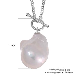 White Baroque Pearl 39.00 ctw Necklace in Rhodium Over Sterling Silver 20 Inches