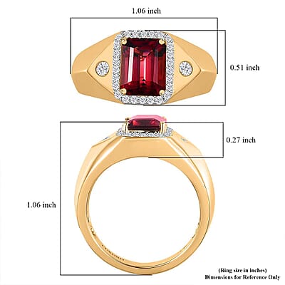 Luxoro 14K Yellow Gold AAA Ouro Fino Rubellite and G-H I2 Diamond Men's Ring (Size 7.5) 7.90 Grams 2.85 ctw
