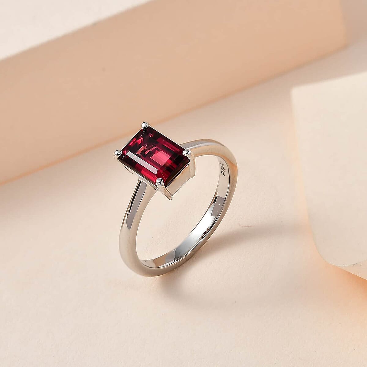 Rhapsody 950 Platinum AAAA Ouro Fino Rubellite Solitaire Ring (Size 8.5) 4.50 Grams 1.80 ctw image number 1