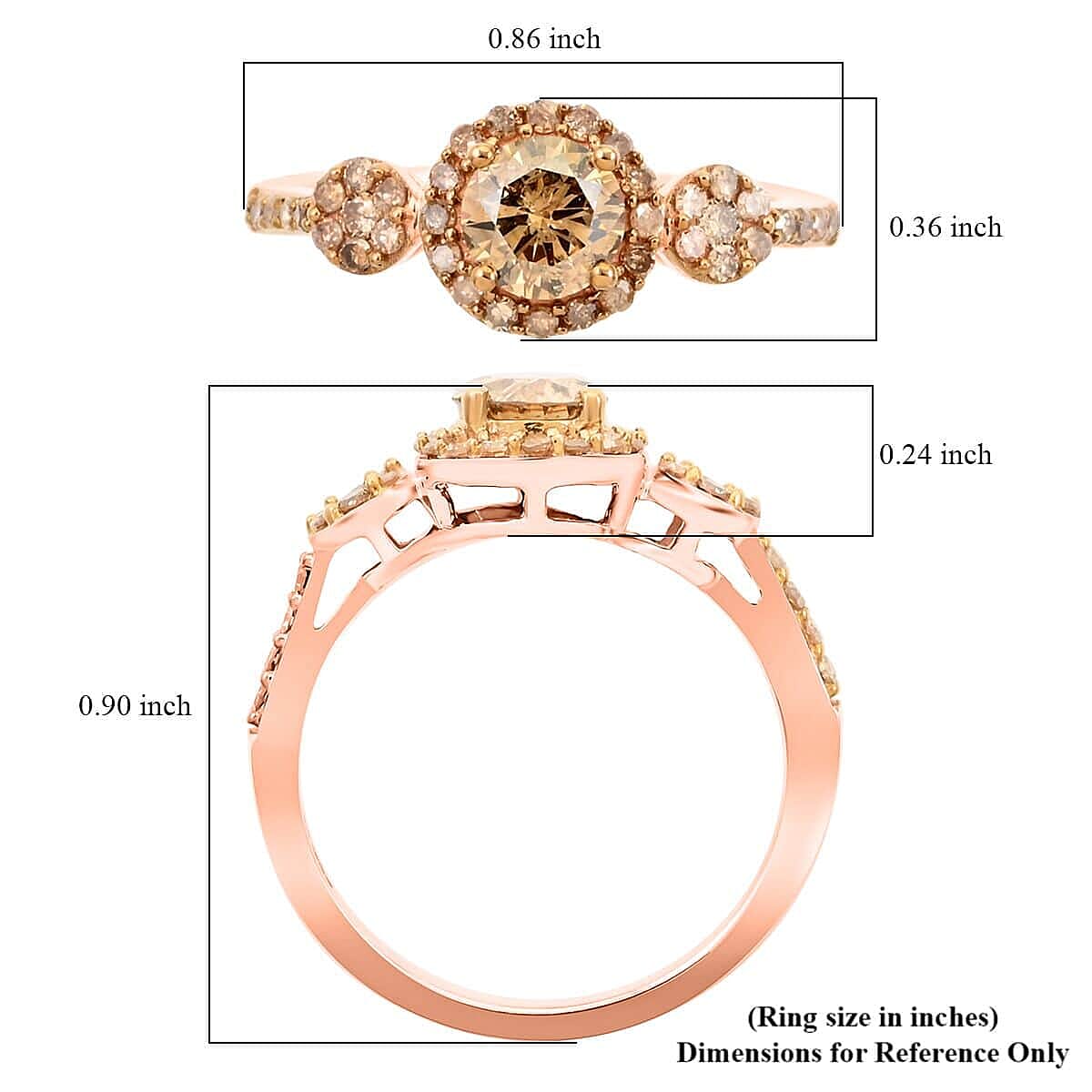 Luxoro 10K Rose Gold Pressure Set Natural Champagne Diamond Ring (Size 7.5) 1.00 ctw image number 5