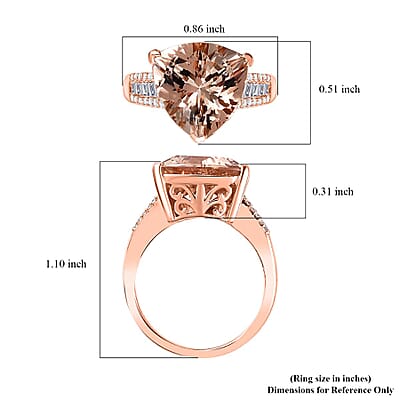 Luxoro 14K Rose Gold AAA Morganite and I2-I3  Natural Pink and White Diamond Ring (Size 6.0) 4.75 Grams 5.40 ctw