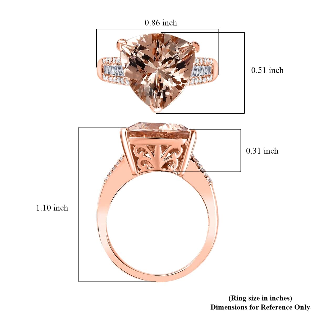 Luxoro 14K Rose Gold AAA Morganite and I2-I3  Natural Pink and White Diamond Ring (Size 6.5) 4.75 Grams 5.40 ctw image number 5