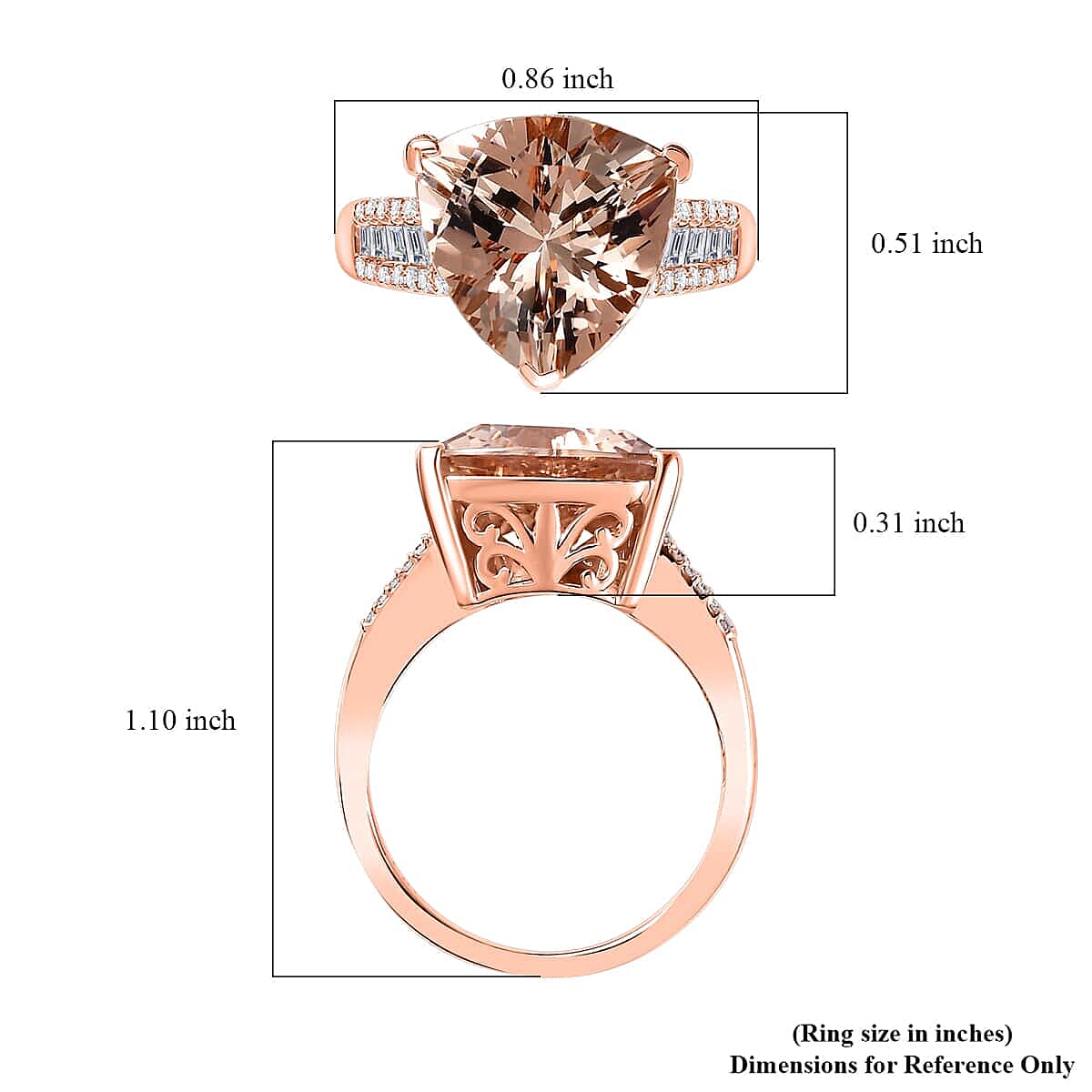 Luxoro 14K Rose Gold AAA Morganite and I2-I3 Natural Pink and White Diamond Ring (Size 8.5) 4.75 Grams 5.40 ctw image number 5