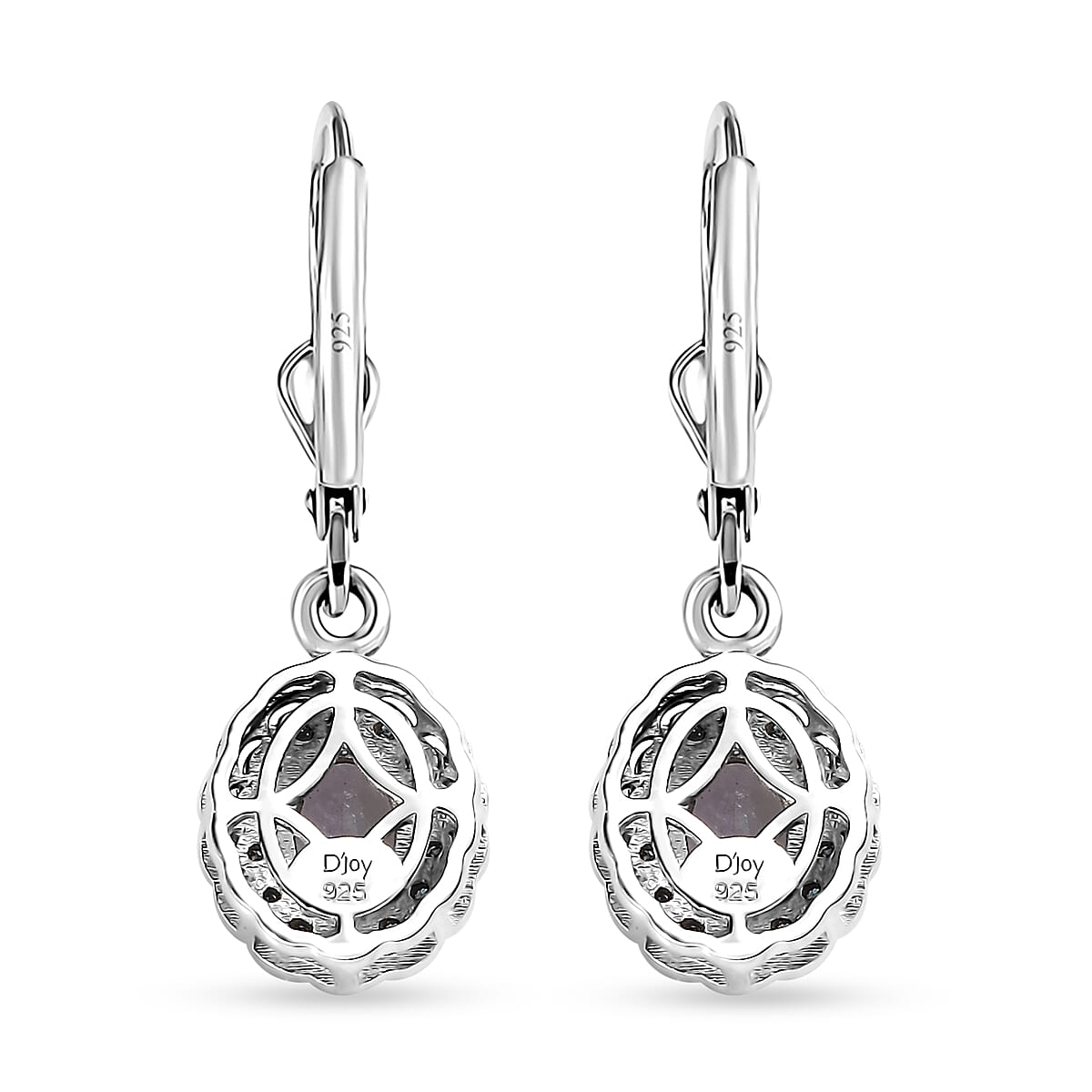 Peacock Tanzanite and Blue Diamond 1.25 ctw Halo Earrings in Platinum Over Sterling Silver