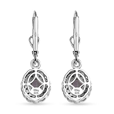 Peacock Tanzanite and Blue Diamond 1.25 ctw Halo Earrings in Platinum Over Sterling Silver