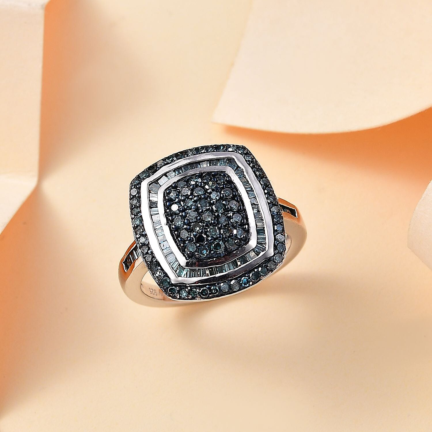 Blue Diamond 1.00 ctw Ring in Rhodium Over Sterling Silver (Size 10.0)
