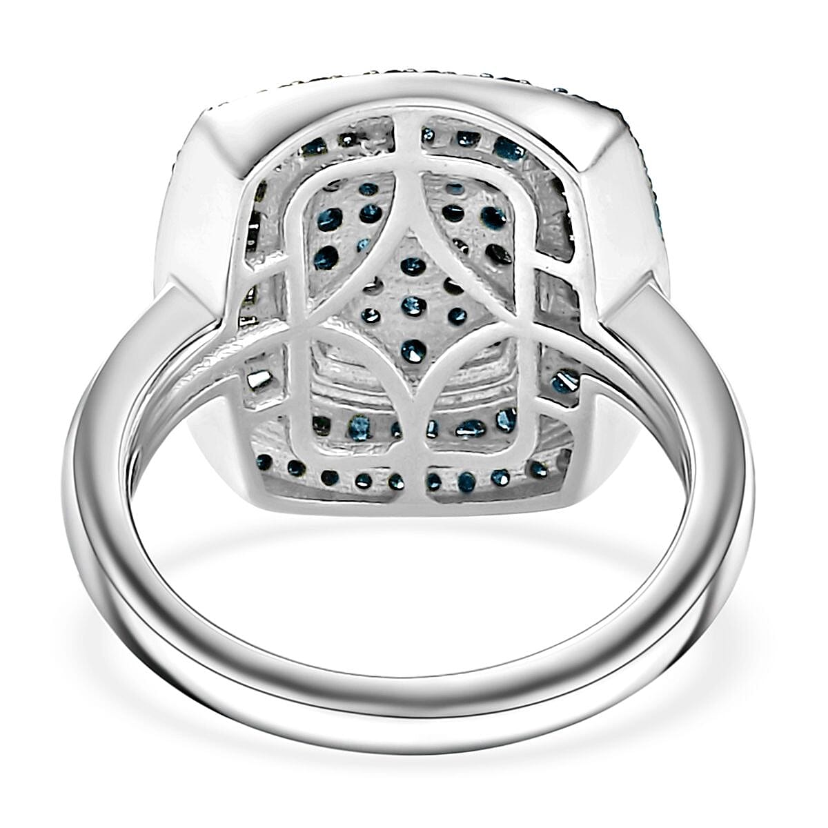 Blue Diamond 1.00 ctw Art and Deco Ring in Rhodium Over Sterling Silver (Size 9.0) image number 4