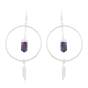 Colors of Brazil African Amethyst Earrings in Silvertone 18.05 ctw