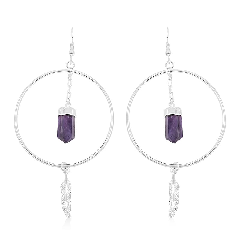 Colors of Brazil African Amethyst Earrings in Silvertone 18.05 ctw
