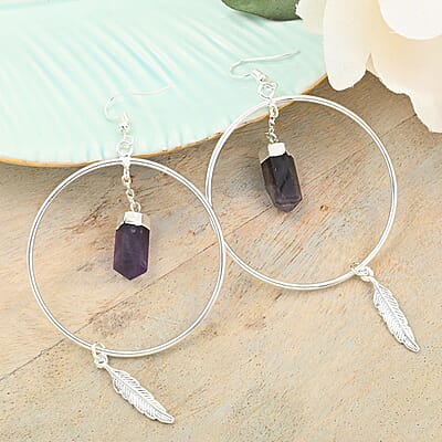 Colors of Brazil African Amethyst Earrings in Silvertone 18.05 ctw