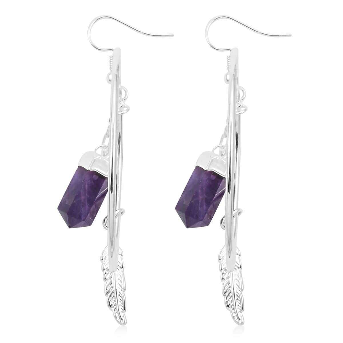 African Amethyst Earrings in Silvertone 18.05 ctw image number 3