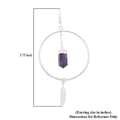 Colors of Brazil African Amethyst Earrings in Silvertone 18.05 ctw