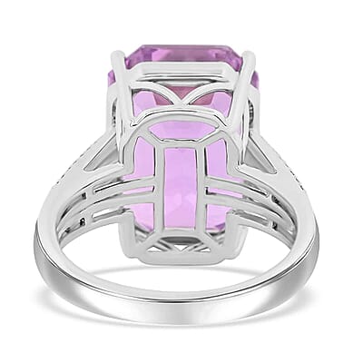 Certified & Appraised Rhapsody AAAA Patroke Kunzite and E-F VS Diamond 16.10 ctw Ring in 950 Platinum (Size 5.5) 9.85 Grams
