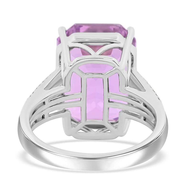 Certified & Appraised Rhapsody AAAA Patroke Kunzite and E-F VS Diamond 16.10 ctw Ring in 950 Platinum (Size 5.5) 9.85 Grams