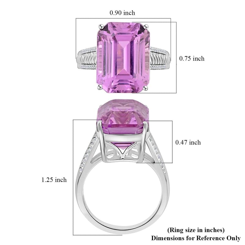 Certified & Appraised Rhapsody AAAA Patroke Kunzite and E-F VS Diamond 16.10 ctw Ring in 950 Platinum (Size 5.5) 9.85 Grams