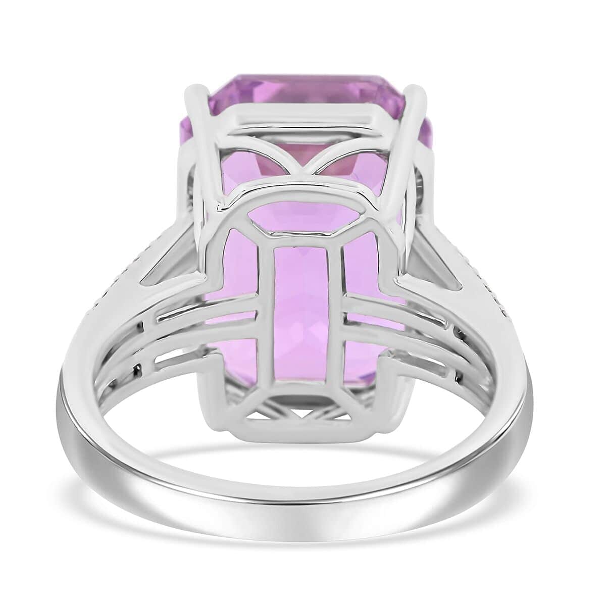 Certified & Appraised Rhapsody AAAA Patroke Kunzite and E-F VS Diamond 16.10 ctw Ring in 950 Platinum (Size 7.5) 9.85 Grams image number 4