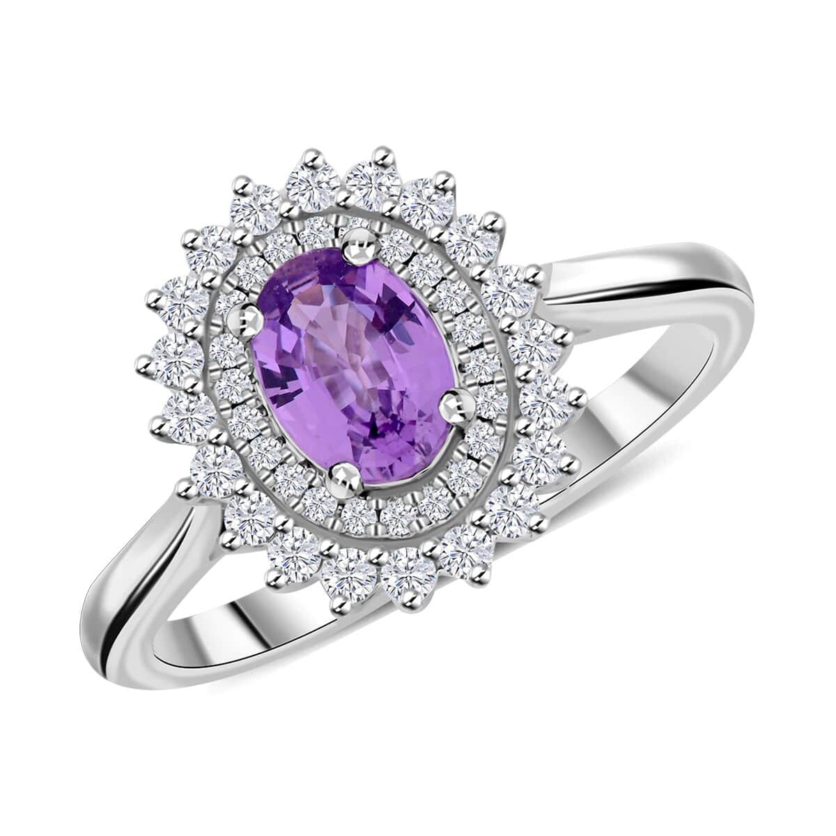 Certified & Appraised Rhapsody 950 Platinum AAAA Madagascar Purple Sapphire and E-F VS Diamond Ring 6.15 Grams 1.25 ctw image number 0