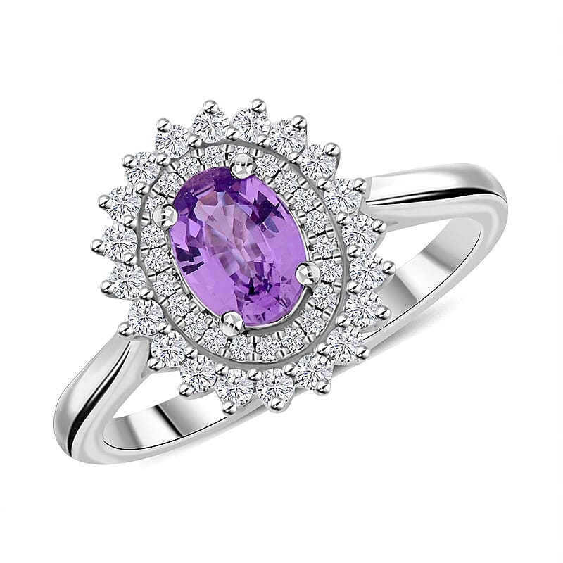 Certified & Appraised Rhapsody 950 Platinum AAAA Madagascar Purple Sapphire and E-F VS Diamond Ring (Size 10.0) 6.15 Grams 1.25 ctw