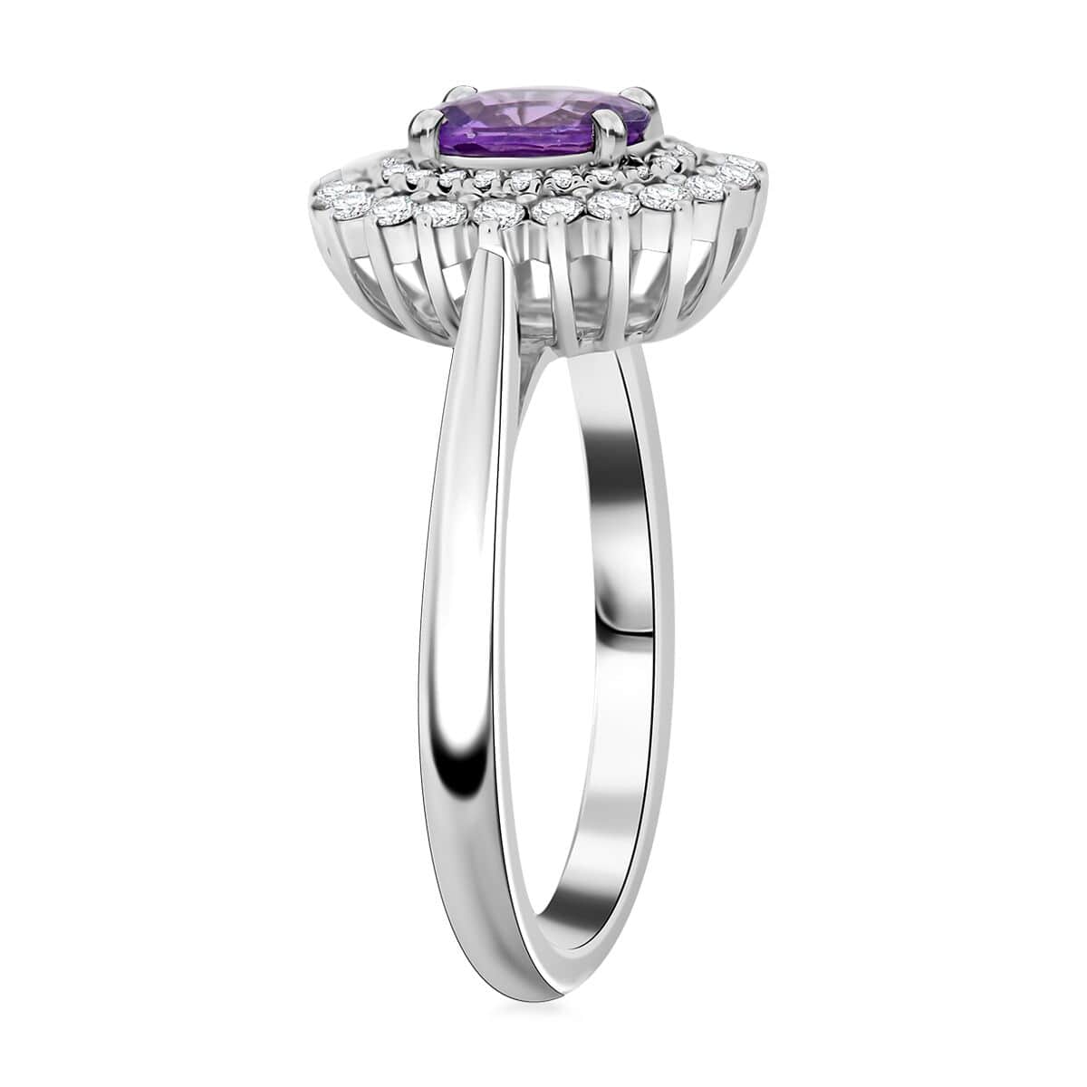 Certified & Appraised Rhapsody 950 Platinum AAAA Madagascar Purple Sapphire and E-F VS Diamond Ring 6.15 Grams 1.25 ctw image number 3