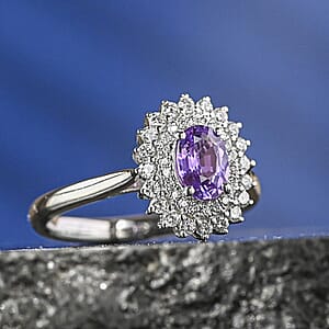 Certified & Appraised Rhapsody 950 Platinum AAAA Madagascar Purple Sapphire and E-F VS Diamond Ring (Size 8.0) 6.15 Grams 1.25 ctw